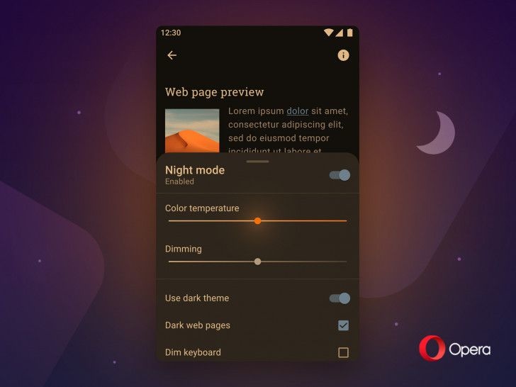 Opera на Android стала еще темнее
