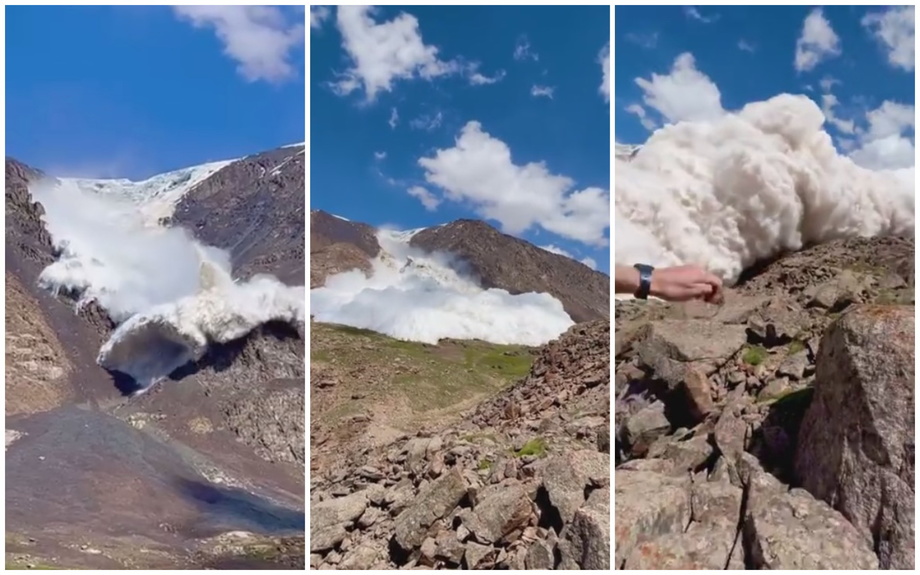Сошедшая лавина в Кыргызстане едва не погубила группу туристов (видео)