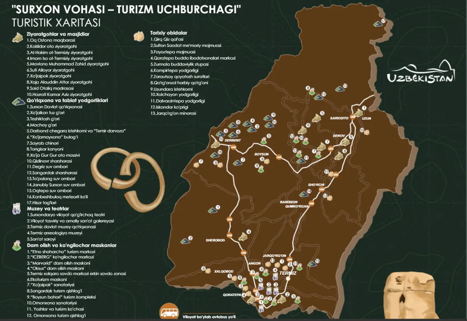 «Surxon vohasi – turizm uchburchagi» turistik xaritasi
