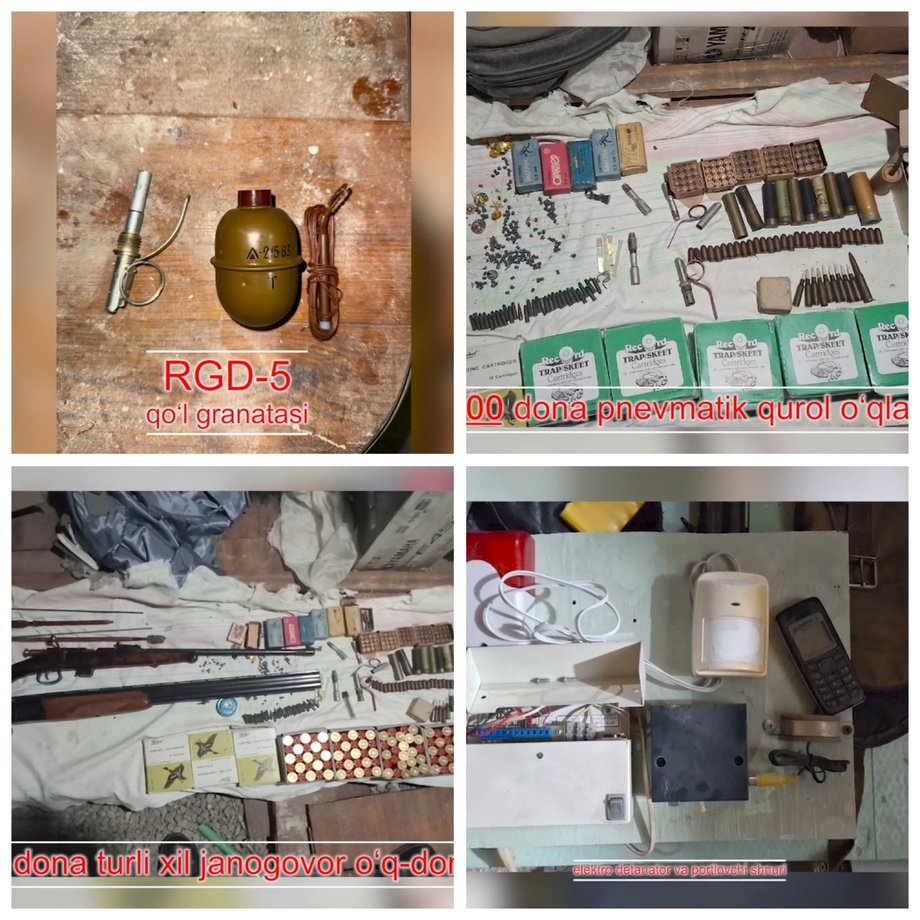 В Ташкенте гражданин во время ремонта дома обнаружил гранату, боеприпасы, оружие и взрывчатку