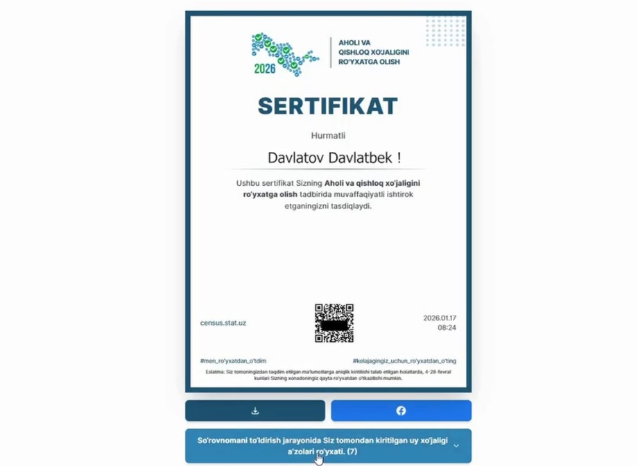 Сертификат нега битта? Аҳолини рўйхатга олишда энг кўп учраётган саволларга жавоблар
