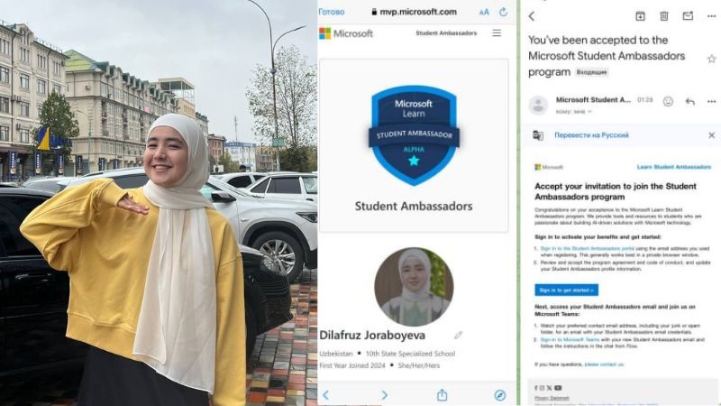 Farg‘onalik o‘quvchi qiz Microsoft kompaniyasining O‘zbekistondagi ilk ambassadori bo‘ldi