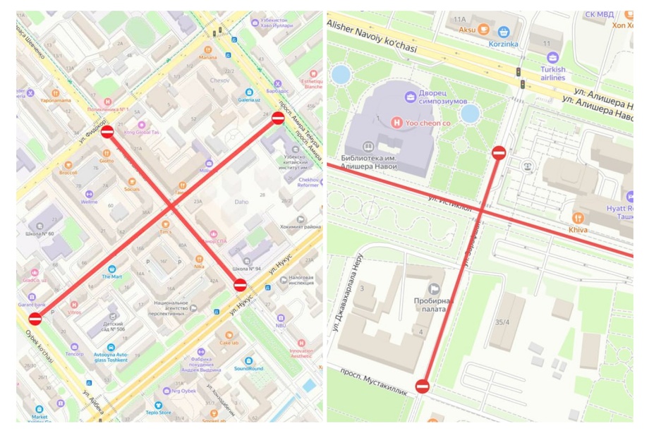 В связи с новогодними праздниками в Ташкенте временно перекроют ряд улиц